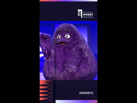 Grimace accepts their Award at the 28th Annual Webby Awards Ceremony #webbys