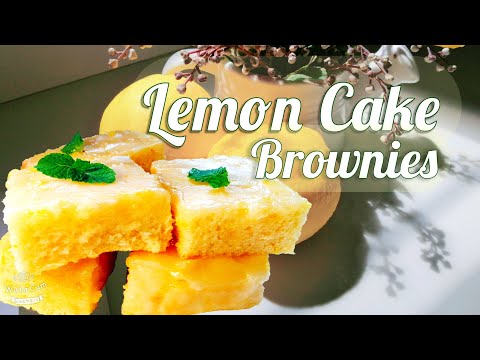 LEMON CAKE BROWNIE EASY / ONE BOWL Lemon Brownie  / How to make NO BUTTER Lemon Cake Brownie