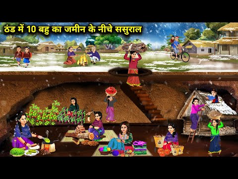 ठंड में 10 बहु का जमीन के नीचे ससुराल || Hindi Cartoon Stories || Saas Bahu ki Ghar Gharsthi ||