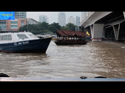 Bangkok Thailand Chao Phraya River Taksin Bridge Boating traffic