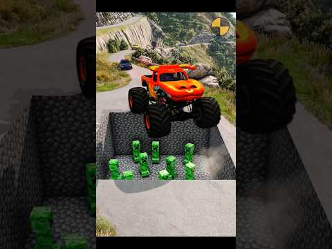 Cars vs Minecraft Creeper Pit 😅 BeamNG.Drive  #carsvs #carsshorts