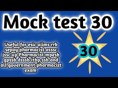 mock test30 forgovernmentpharmacistexam preparation#rrbpharmacistexam#ossscpharmacistandmphwexam2024