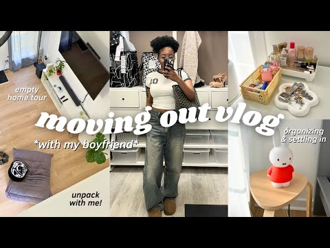 MOVING VLOG 📦: empty home tour, unpacking, organizing, settling in, living with my boyfriend, etc.