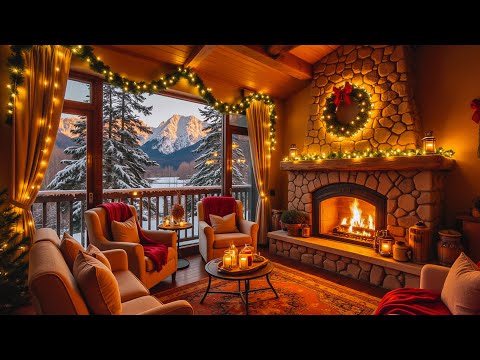 Cozy Christmas Reading Nook 🎄 Soft Jazz Music ❄️ Gentle Snowfall & Fireplace Sounds for Relaxation