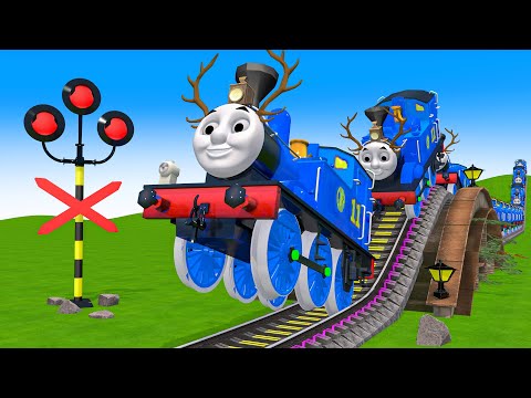 【踏切アニメ】あぶない電車  THOMAS Crossed Dangerous Bridge 🚍 Fumikiri 3D Railroad Crossing Animation