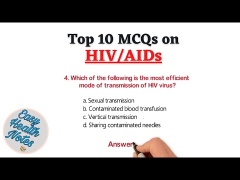 Top 10 Important Multiple Choice Questions (MCQs) on HIV/AIDs for Health exams