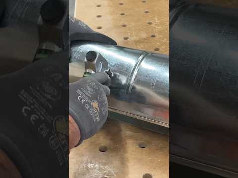 Round pipe cut easier with  air tools. #ductwork #pneumatics #metalworking