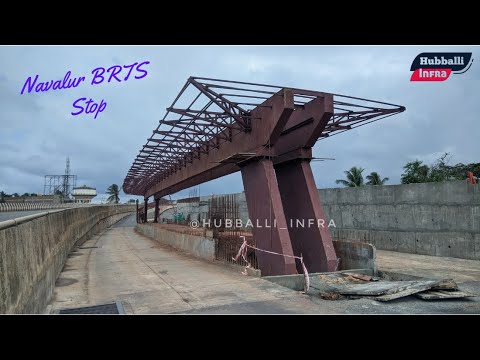 Navalur BRTS Stop under construction: Hubli Dharwad BRTS