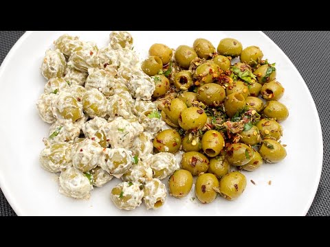 Marinated Olives | How to make Spicy Olives | Olives platter | Olives Achaar