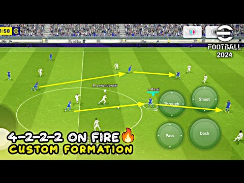 Custom 4-2-2-2 Formation on Fire 🔥- eFootball 2024 Mobile