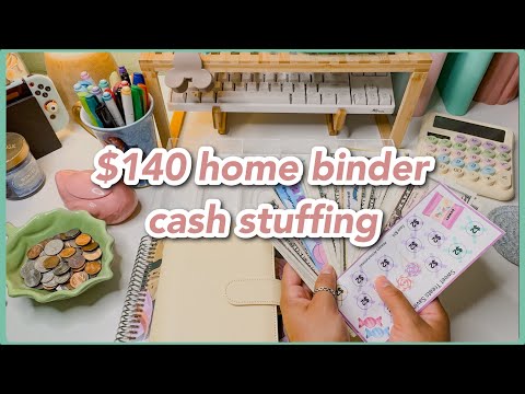 $140 home binder cash stuffing | stuffing completed mini savings challenges | budgetwithamanda