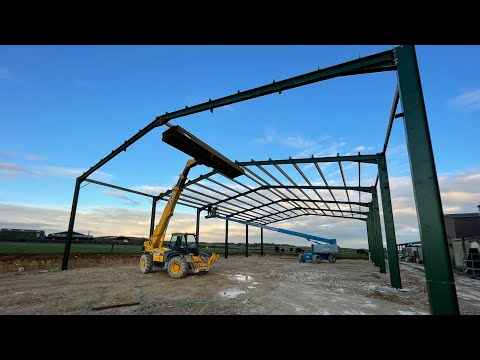 Build your own grain store/steel frame farm building (part 2) steel work and roofing.