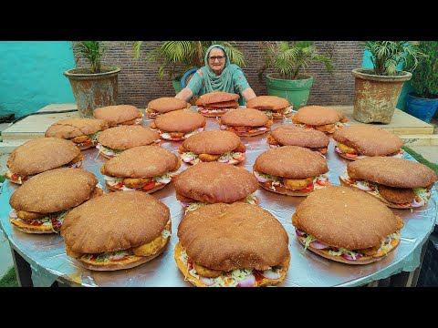 BIG BURGERS 🍔 🍔 🍔| Indian Style Giant burger recipe | Street Food | Veg village food