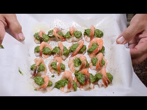 QUICK AND EASY CHEESEY PESTO STUFFED SHRIMP