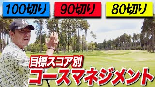 【レベル別コースマネジメント】100切り、90切り、80切りを目指す人向けにコースで意識することを解説！