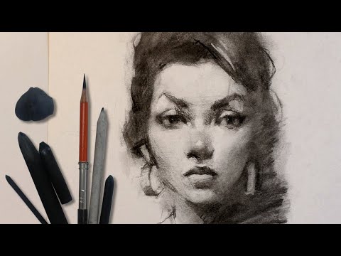 Charcoal Portrait Sketch - Chelo Alonso