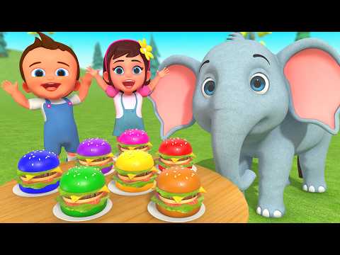 DIY Making Color Burgers - Learning Colors for Children | Cartoon Elephant Fun Play for Kids Edu