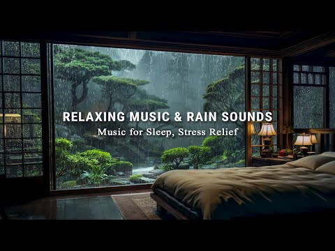 3 Hours Deep Sleep in Warm Room with Rain Sounds & Relaxing Piano Music - Stress Relief, Meditation