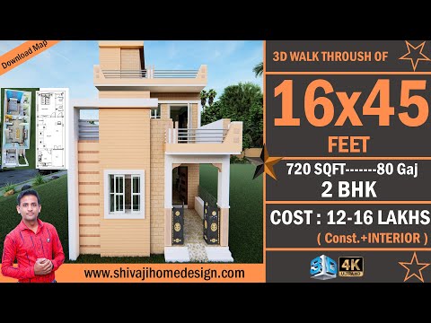 🏡 16*45 House Design 3D | 720 Sqft | 5 BHK | East Face | 5x16 Meters | #ShivajiHomeDesign