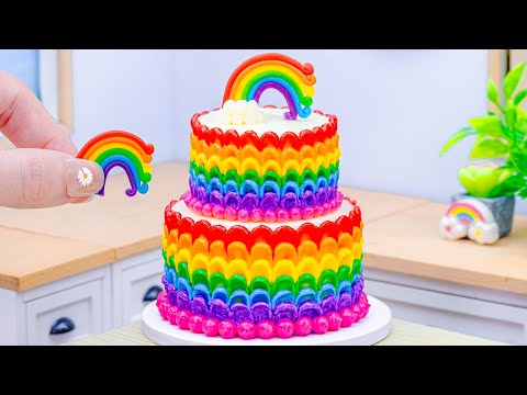 Miniature Rainbow Buttercream Decorating | Colorful Melting Rainbow Cake Recipe with Lotus Cakes