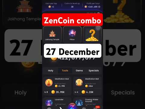 ZenCoin daily combo 27 DecemberZenCoin bot daily combo