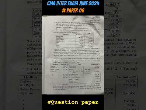 CMA INTER EXAM JUNE 2024 QUESTION PAPER - PAPER 06_ Financial Accounting | #cmainter #youtubeshorts