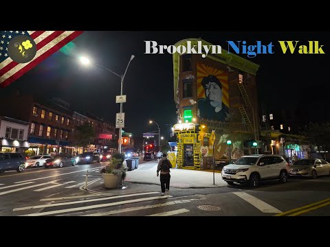 Relaxing Nighttime Walk in Brooklyn- Fort Greene: 4K Travel USA