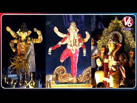 Ganesh Shobha Yatra Celebrations :  Best Idols In Hyderabad |  MJ Market Circle | V6 Life