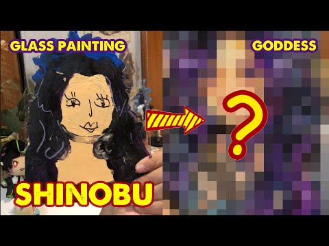 Draw Shinobu Goddess #glasspainting #hutachan #acrylic