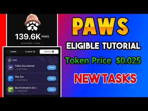 Paws eligible tutorial। Paws token price। Paws listing date। Paws mining।Paws airdrop। Paws update