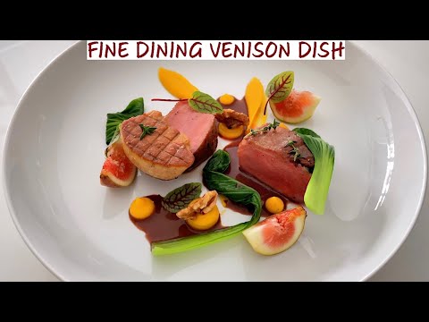 MICHELIN STAR Venison Dish with Foie Gras, Pumpkin Purée, Figs & Red Wine Chocolate Sauce