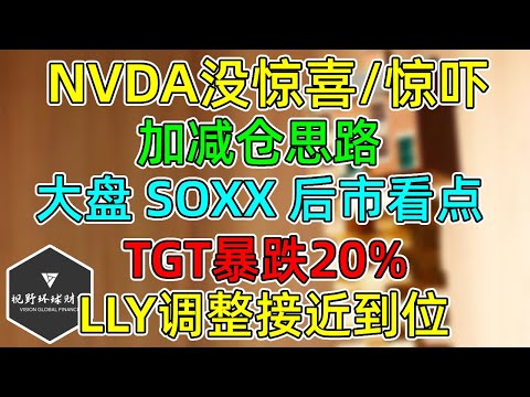 美股 NVDA没给惊喜！加减仓思路！大盘未来一周看点！LLY高点调整20%接近到位！TGT暴跌20%描绘不同零售故事！