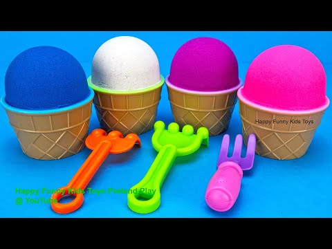 Learn Counting Numbers with Kinetic Sand Ice Cream Cups Surprise Eggs and Toys