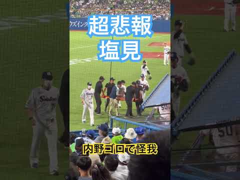 ヤクルト塩見が内野ゴロで腰を痛める