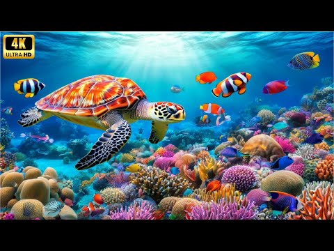 Aquarium 4k VIDEO (ULTRA HD) - Charming Fish of the Coral Reef Ecosystem - Marine Life, Sea Animals