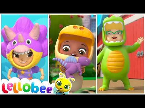 Find the Dinos with Ella, Mei & Izzy! 🦕 Dino Dance Party | 🌻Lellobee City Farm