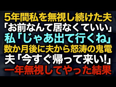 【スカッとする話】5年間私を無視し続けた夫「お前なんて居なくていい」私「じゃあ出て行くね」数か月後に夫から怒涛の鬼電夫「今すぐ帰って来い！」一年無視してやった結果【修羅場】