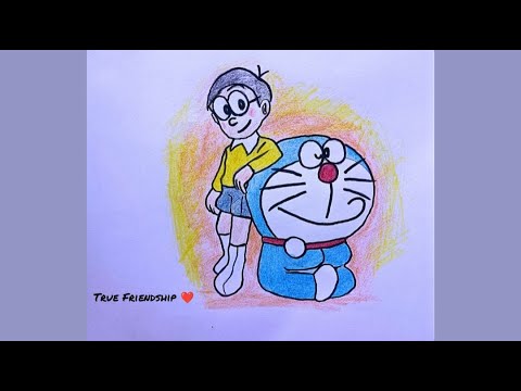 How to make Doraemon and Nobita drwaing❤️ #doraemon #friends