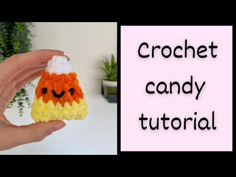 Crochet for beginners🧶✨  Easy crochet candy corn plushie  Step by step tutorial for beginners🎃👻