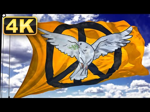 4K Flag of Peace! Give Peace a Chance! Praying for Peace! Symbols of Peace. Music for Meditation.