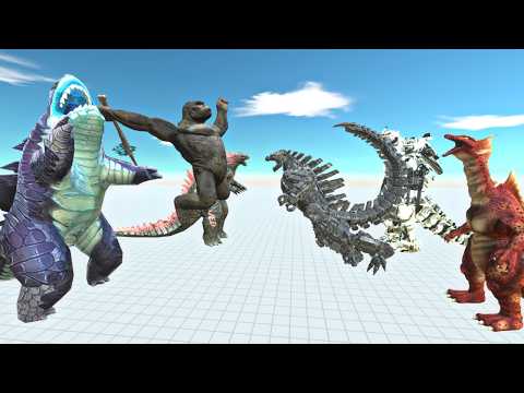 Angry Kong + Sharkzilla + Evolved Godzilla vs Black Mechagodzilla + Gundam for rescue Dinosaurs