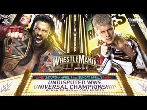 WWE WRESTLEMANIA 39 ROMAN REIGNS VS CODY RHODES OFFICIAL MATCH CARD