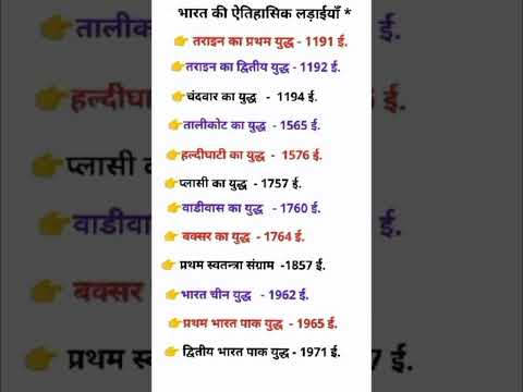 भारतीय इतिहास के प्रमुख युद्ध | Indian War History In Hindi #shorts #viral #history