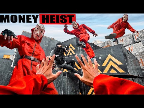 PARKOUR VS MONEY HEIST: Bad guy kills hostage, hugs gold and escapes from police chase | Epic POV