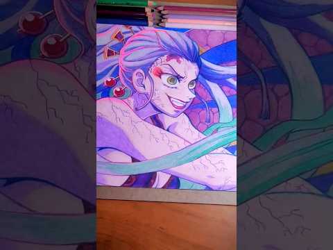 How to color Daki | Demon Slayer [鬼滅の刃] my art process #art #shorts #animeart #demonslayer