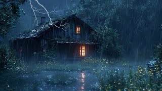 Overcome Insomnia with Heavy Rain & Thunderstorm Sounds Echoing on a Corrugated Roof at Night