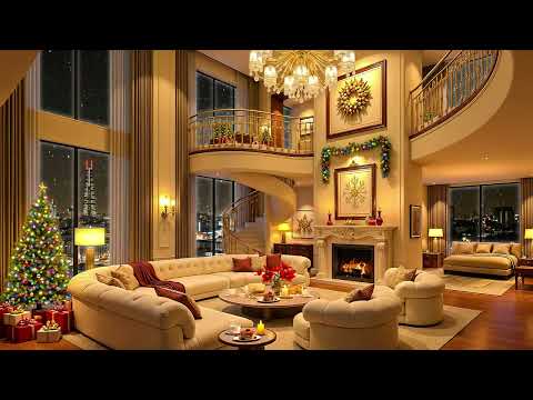 Luxury Christmas Apartment Ambience 🎄🎷 Elegant Jazz Saxophone & Fireplace Sounds for Sleep & Relax