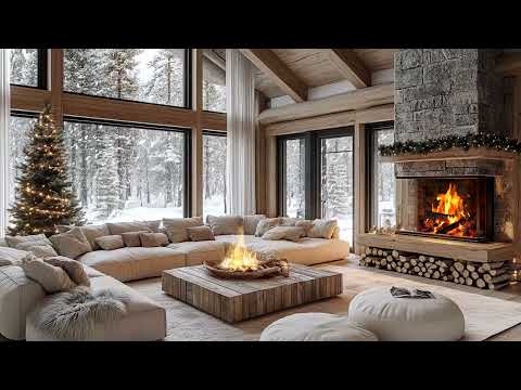 Experience Cozy Serenity ❄️ | Christmas Morning Ambience with Snowfall & Fireplace Glow