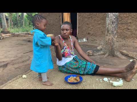 African Village Life of Resilient Young Rural Mom, In The Most Remote Village Part Of Africa