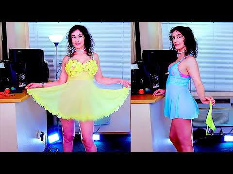 Sexy Dresses Try On Haul - No Panties, Transparent Lingerie Green Orange Dress